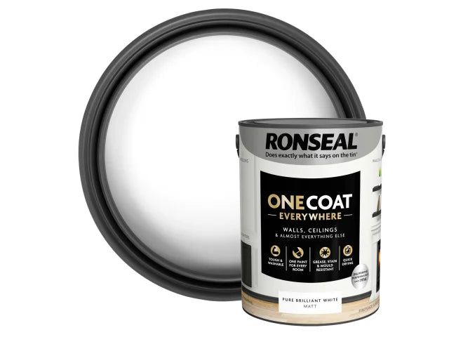 Ronseal One Coat Everywhere Interior Paint Pure Brilliant White Matt 5 litre – – Now available at MTN Shop UK. - imagen 4