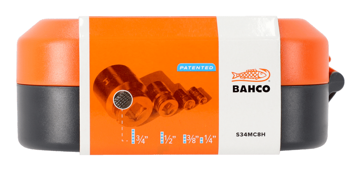 Bahco - Bahco S34MC8H 1/4in Drive Socket & Bit Set, 34 Piece - Bahco tool set, orange-black case, various socket sizes. - imagen 6