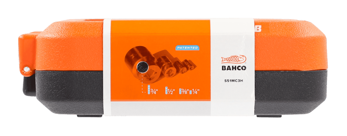Bahco - Bahco S51MC3H 3/8in Drive Standard and Deep Socket & 1/4in Bit Set, 51 Piece - Bahco socket set, compact orange-black case. - imagen 3