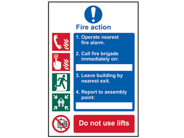 Scan Fire Action Procedure, Style 1 - PVC Sign 200 x 300mm – – Now available at MTN Shop UK.