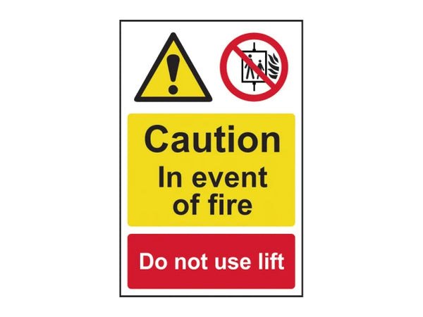 Scan Caution Event of Fire Do Not Use Lift - PVC Sign 200 x 300mm – – Now available at MTN Shop UK.