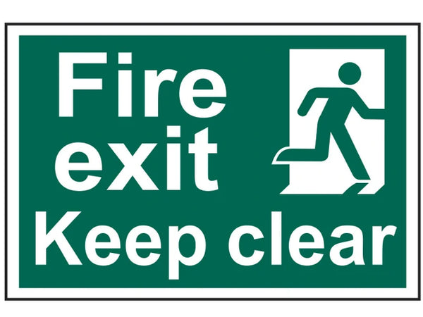 Scan Fire Exit Keep Clear - PVC Sign 300 x 200mm – – Now available at MTN Shop UK.