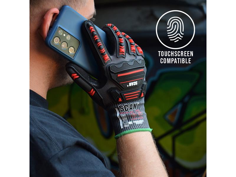Scan Nitrile Palm Impact Cut D Gloves - L (Size 9) - imagen 2