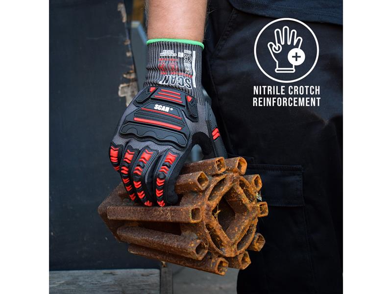 Scan Nitrile Palm Impact Cut D Gloves - L (Size 9) - imagen 3