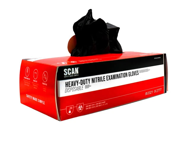 Scan Black Heavy-Duty Nitrile Disposable Gloves Large Size 8 (Box of 100) – – Now available at MTN Shop UK. - imagen 2