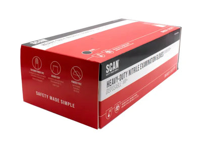Scan Black Heavy-Duty Nitrile Disposable Gloves Medium Size 7 (Box of 100) – – Now available at MTN Shop UK.
