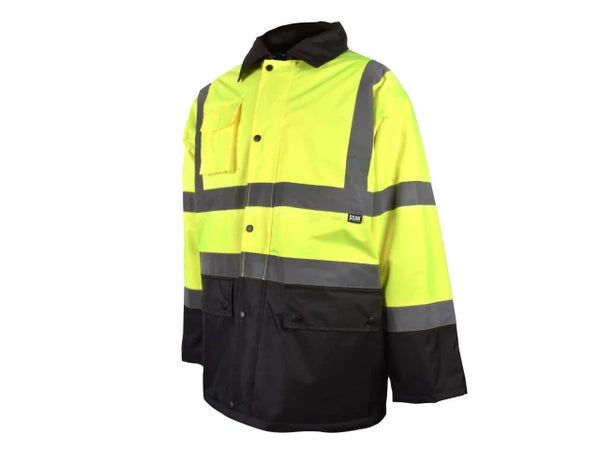 Scan Hi-Vis Yellow/Black Motorway Jacket - XL (48in) – – Now available at MTN Shop UK.