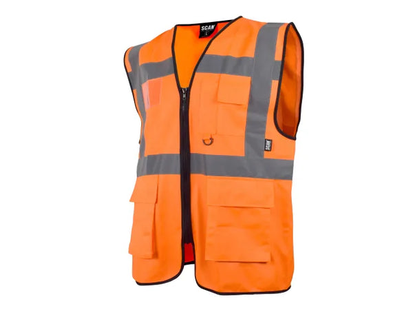Scan Hi-Vis Utility Waistcoat Orange - XL (48in) – – Now available at MTN Shop UK.