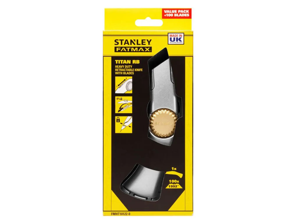 STANLEY Retractable Blade Heavy-Duty Titan Trimming Knife & 100 Blades - imagen 2