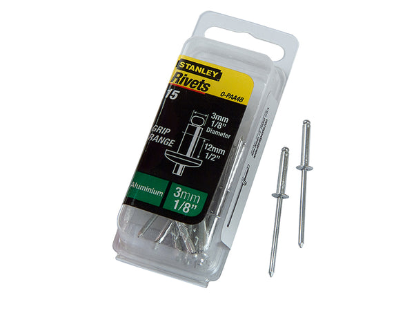 Stanley 1-PAA48 Aluminium Rivets Long 3 x 12mm Pack of 15