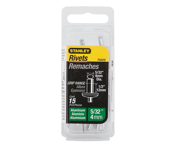 Stanley 1-PAA58 Aluminium Rivets Long 4 x 12mm Pack of 15