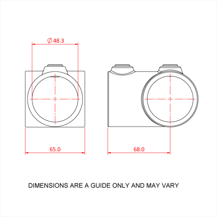 Doughty Pipeclamp Short Tee - Mechanical component dimensions diagram, labeled in millimeters. - imagen 5