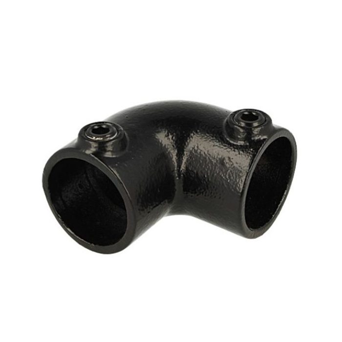 Doughty Pipeclamp Elbow 90° - Black cast iron pipe elbow connector, 90-degree angle. - imagen 2