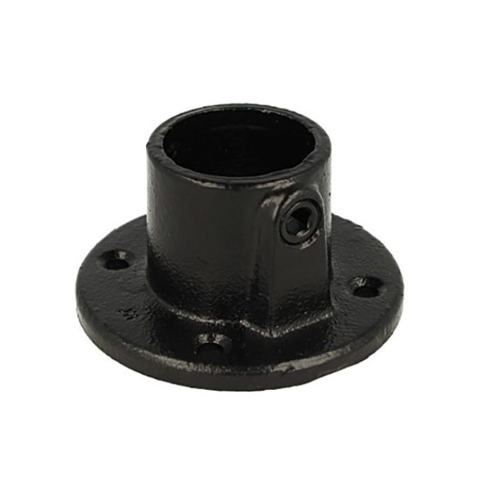 Doughty Pipeclamp Base Flange - Black metal wall flange pipe fitting component. - imagen 2