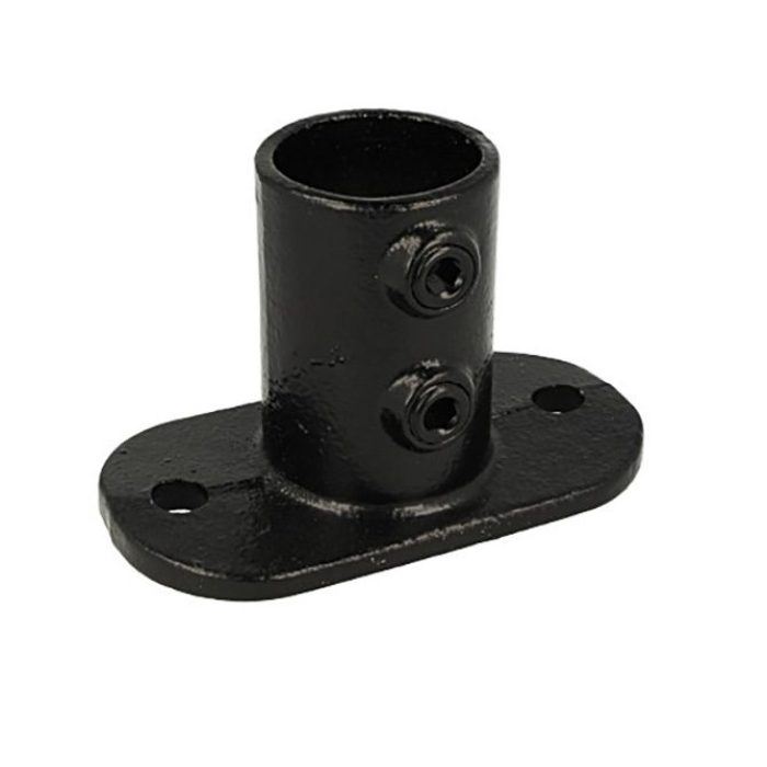 Doughty Pipeclamp Railing Base Flange - Black metal base flange pipe connector bracket. - imagen 2