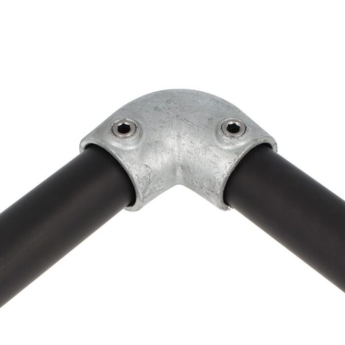 Doughty Pipeclamp Angled Elbow 4-10 Degree - Metal pipe connector elbow joint with black tubes. - imagen 2