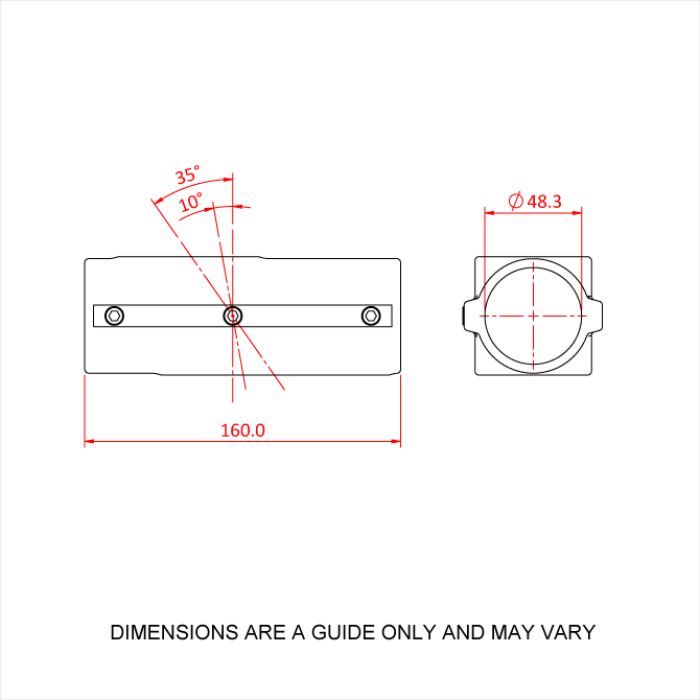 Doughty Speedrail Angled Cross 30-45 - Technical drawing of tube support bracket dimensions. - imagen 2