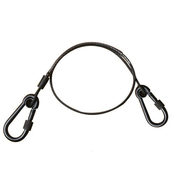Doughty 15Kg Safety Bond-3mm x 630mm - Black steel security cable with carabiner locks.