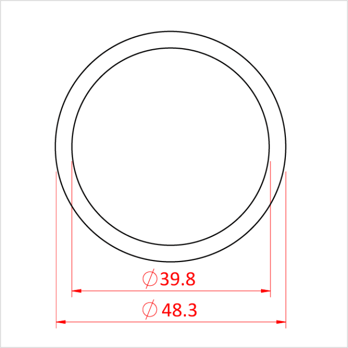 Doughty Aluminium Barrel-Black - Circular object dimensions: 39.8mm inner, 48.3mm outer diameter. - imagen 2