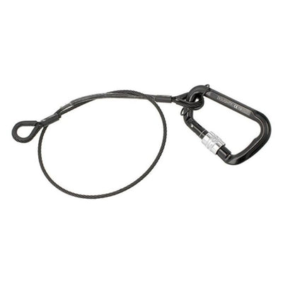 Doughty 50Kg Safety Bond-4mm x 700mm - Black safety cable with durable carabiner clip attached.