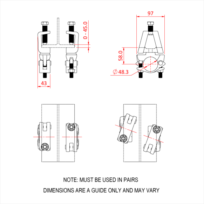 Technical drawing of a mechanical component with dimensions and usage notes. - imagen 2
