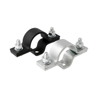 Doughty Universal Clamp - Black and silver pipe clamps with bolts.