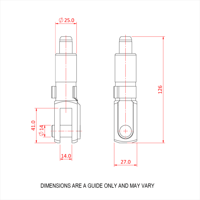 Doughty 50SV III with Fork - Metal swivel joint diagram with detailed measurements. - imagen 4