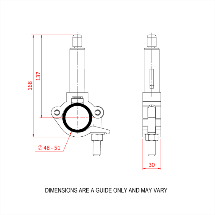 Doughty 50SV III ZW with Clamp - Exhaust valve with detailed dimensions and specifications. - imagen 4