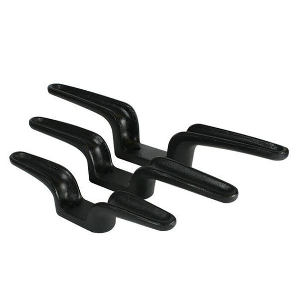 Doughty Flyrail Cleats - Black cast iron coat hooks, set of four.