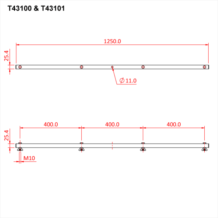 Doughty Tee Bars - Metal mounting bracket dimensions, holes, and attachment points detailed. - imagen 11