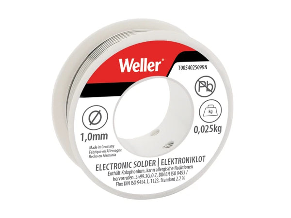 Weller Electronic Lead-Free Solder Sn99 Cu3, 1mm 25g – – Now available at MTN Shop UK.