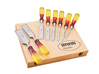 Irwin - Irwin Marples 8 Piece Chisel Set - Irwin Marples chisel set with wooden storage box.