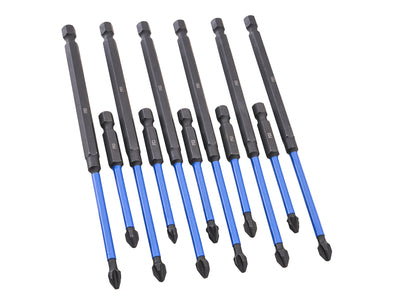 Faithfull - Faithfull 12 Piece Impact Screwdriver Bit Set - Blue and black magnetic screwdriver bit set system.