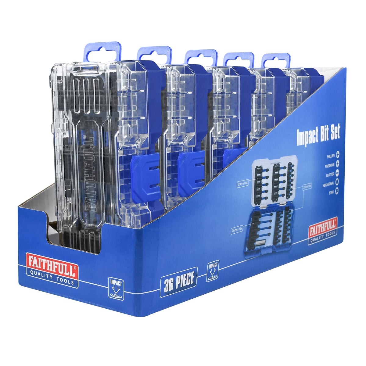 Faithfull - Faithfull 36 Piece Impact Bit Set - Precision screwdriver bit set with storage case. Pack of 5. - imagen 2