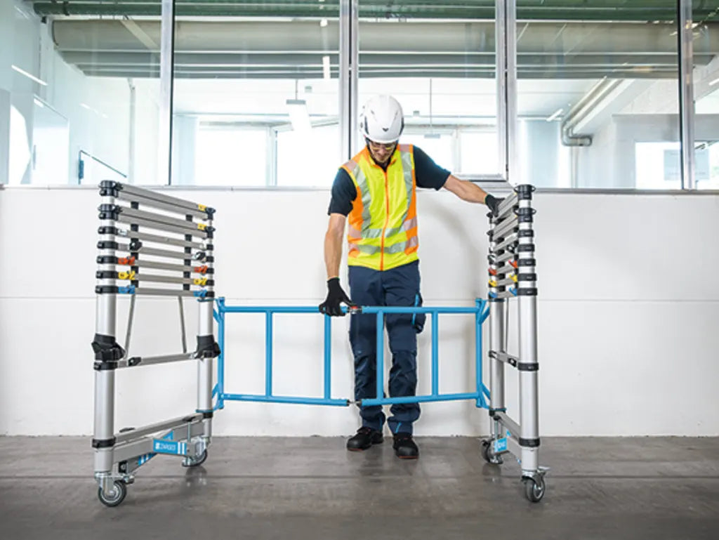 Zarges - Zarges TT002 Teletower Aluminium Telescopic Scaffold Tower with Toeboards - Telescopic aluminum scaffolding with wheels and safety rail. - imagen 7