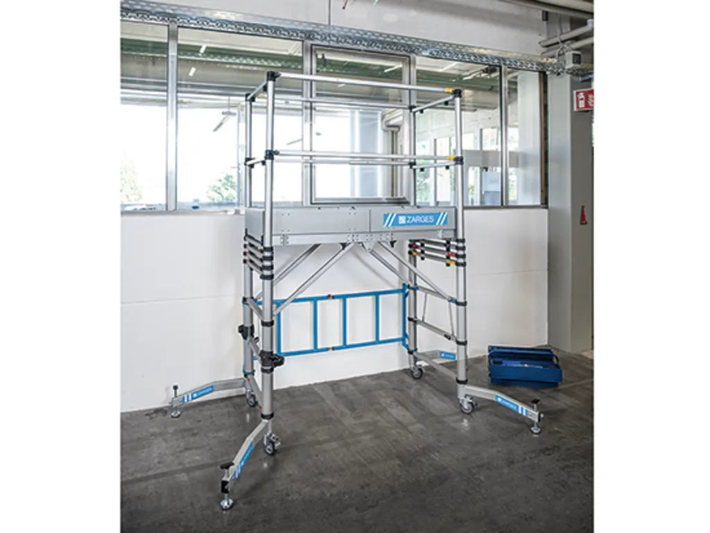 Zarges - Zarges TT002 Teletower Aluminium Telescopic Scaffold Tower with Toeboards - Aluminum rolling scaffold tower with guardrails and stabilizers. - imagen 8