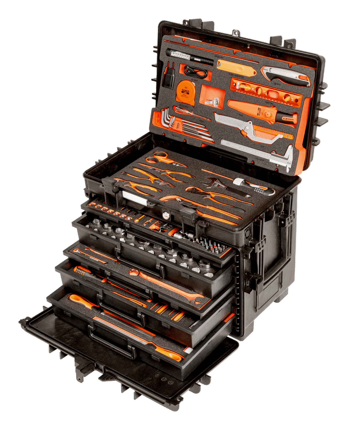 Bahco MOBILE Rigid Tool Case on Wheels Kit, 200 Piece - imagen 2