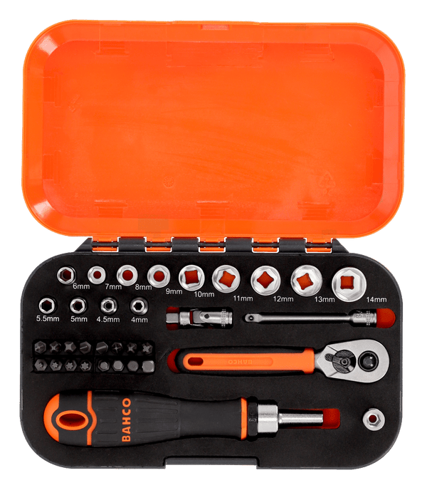 Bahco S34MC8H 1/4in Drive Socket & Bit Set, 34 Piece
