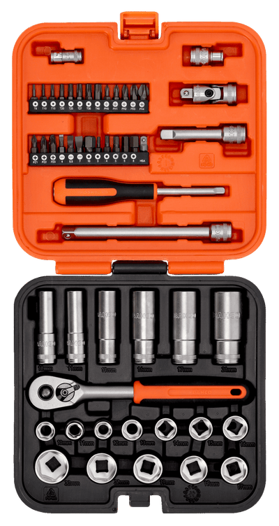 Bahco S51MC3H 3/8in Drive Standard and Deep Socket & 1/4in Bit Set, 51 Piece
