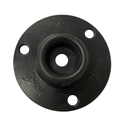 Black flange with three holes on a white background