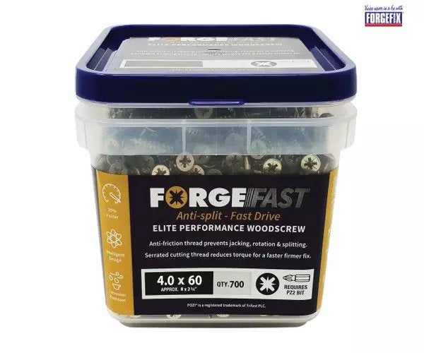 ForgeFix ForgeFast Pozi Compatible Elite Performance Wood Screw ZY 4.0 x 60mm Tub 700 - imagen 2