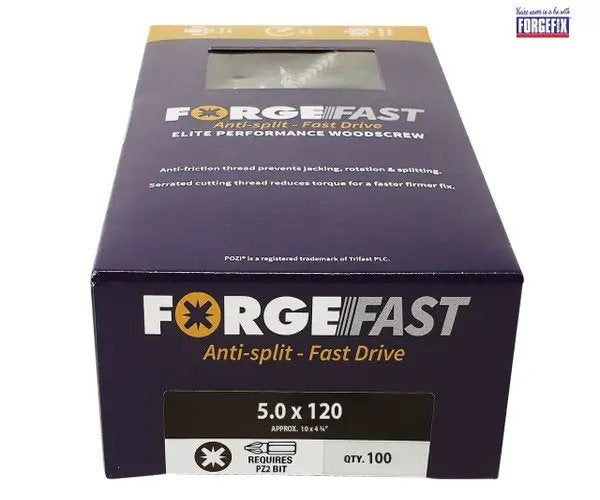 ForgeFix ForgeFast Pozi Compatible Elite Performance Wood Screw ZY 5.0 x 120mm Box 100 - imagen 2