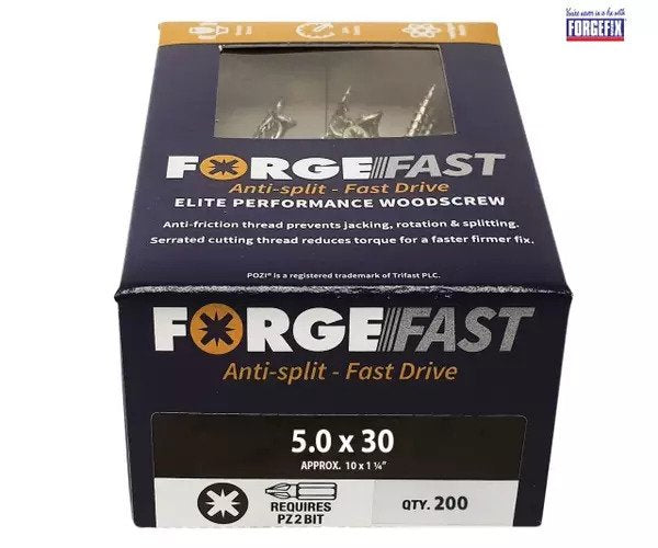 ForgeFix ForgeFast Pozi Compatible Elite Performance Wood Screw ZY 5.0 x 30mm Box 200 - imagen 2