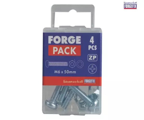 ForgeFix Machine Screw Pozi Compatible Pan Head ZP M6 x 50mm Forge Pack 4 - imagen 2