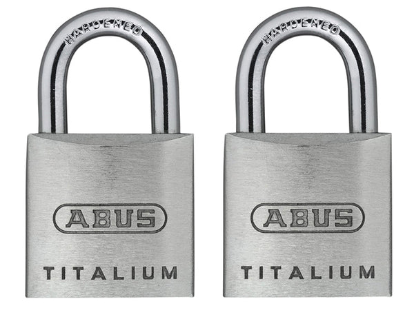 ABUS Mechanical 64TI/20mm TITALIUM™ Padlock Carded Twin Pack – – Now available at MTN Shop UK.