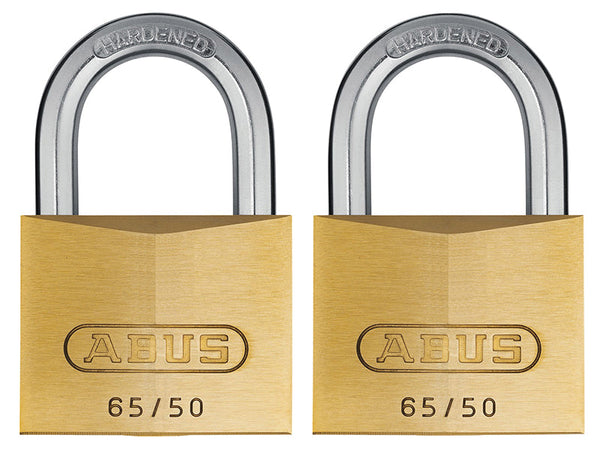 ABUS Mechanical 65/50mm Brass Padlock Twin Pack Carded – – Now available at MTN Shop UK.