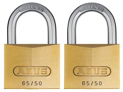 ABUS Mechanical 65/50mm Brass Padlock Twin Pack Carded – – Now available at MTN Shop UK.