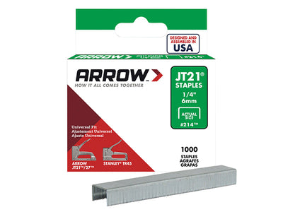 Arrow JT21 T27 Staples 6mm (1/4in) (Box 1000) – – Now available at MTN Shop UK.