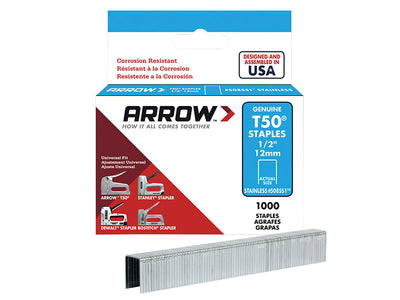 Arrow T50 Staples Stainless Steel 508SS 12mm (1/2in) (Box 1000) – – Now available at MTN Shop UK.