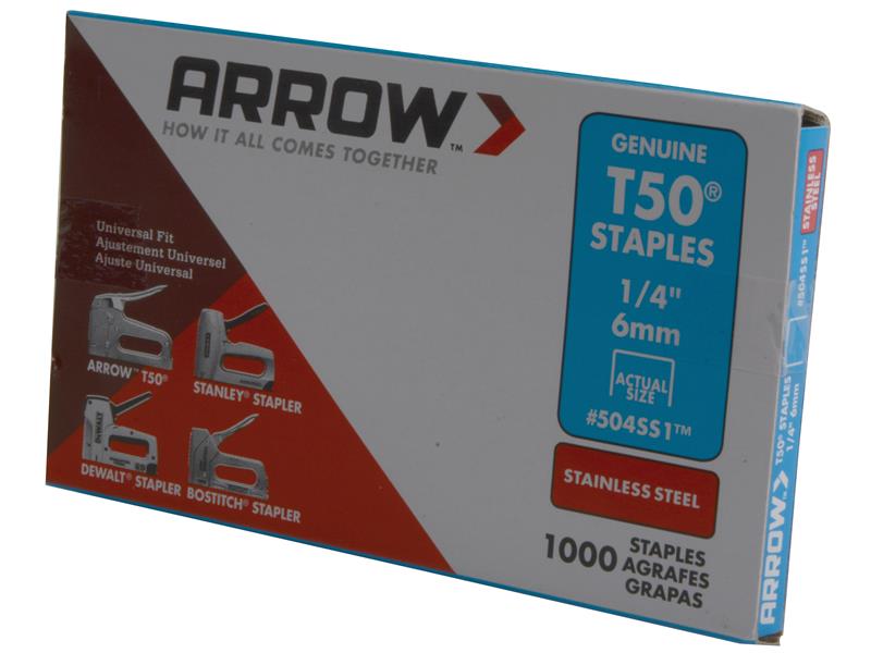 Arrow T50 Staples Stainless Steel 504SS 6mm (1/4in) (Box 1000) – – Now available at MTN Shop UK. - imagen 2